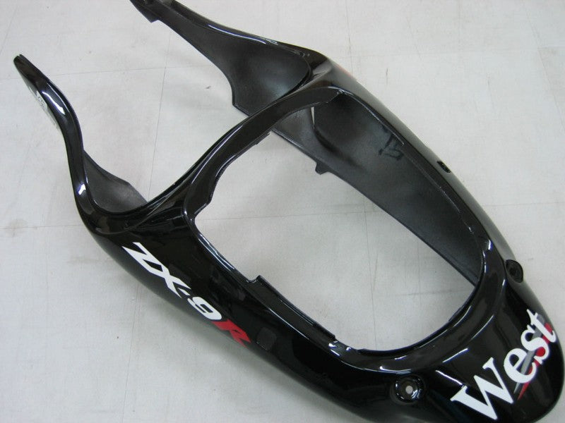 Purchase 2000-2001 Glossy Black White West Kawasaki ZX9R Motorcycle Fairings UK