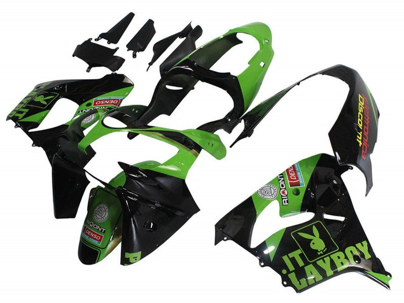Purchase 2000-2001 Green Black Playboy DENSO Kawasaki ZX9R Motorcycle Fairings UK