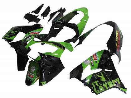 2000-2001 Kawasaki ZX-9R Green Black Playboy Denso Fairing Kit