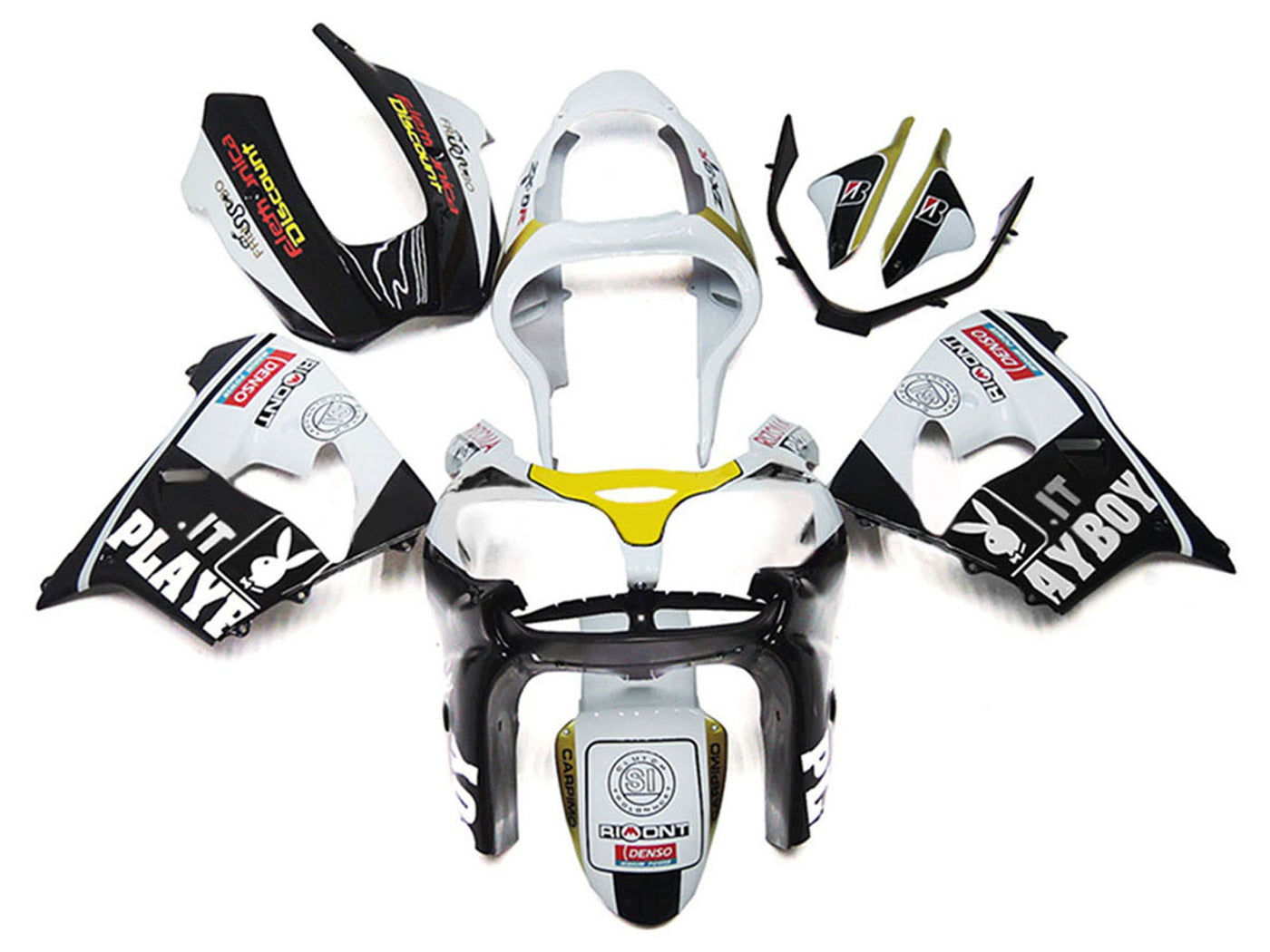 2000-2001 White Silver Kawasaki ZX9R Fairing Kit