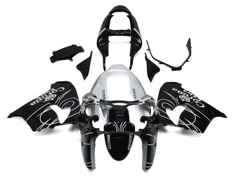 Purchase 2000-2001 Glossy Black White Corona Extra Kawasaki ZX9R Motorcycle Fairings UK
