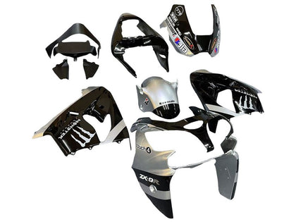2002-2003 Kawasaki ZX-9R Black Silver Monster Elf Fairing Kit