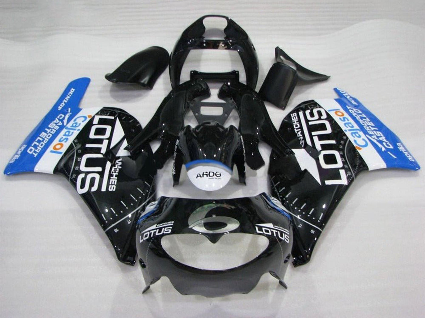 1995-1997 Black White Blue Lotus Aprilia RS250 Fairing Kit