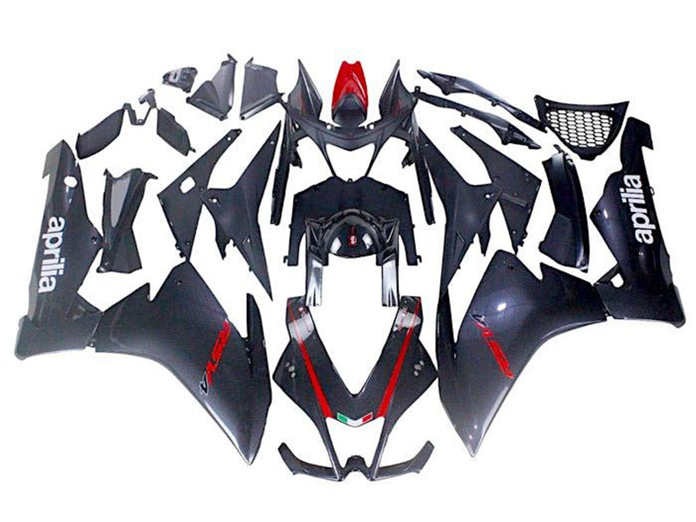 2009-2015 Faux Carbon Fiber Red Aprilia RSV4 1000 Fairing Kit
