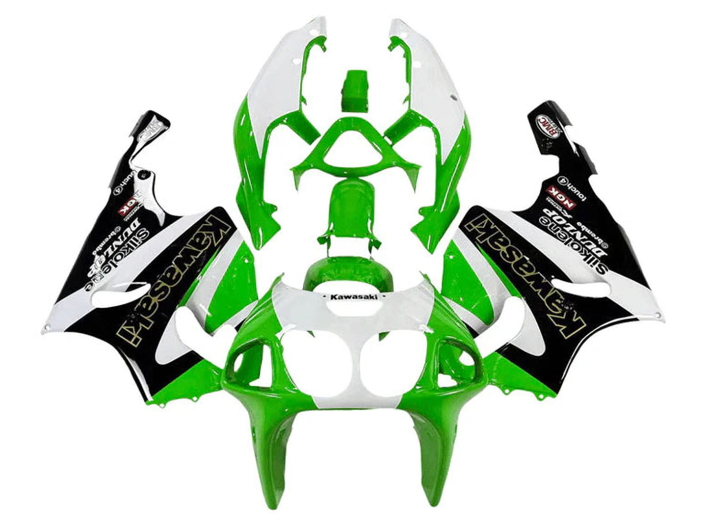 1996-2003 Green White Black Gold Kawasaki ZX7R Fairing Kit
