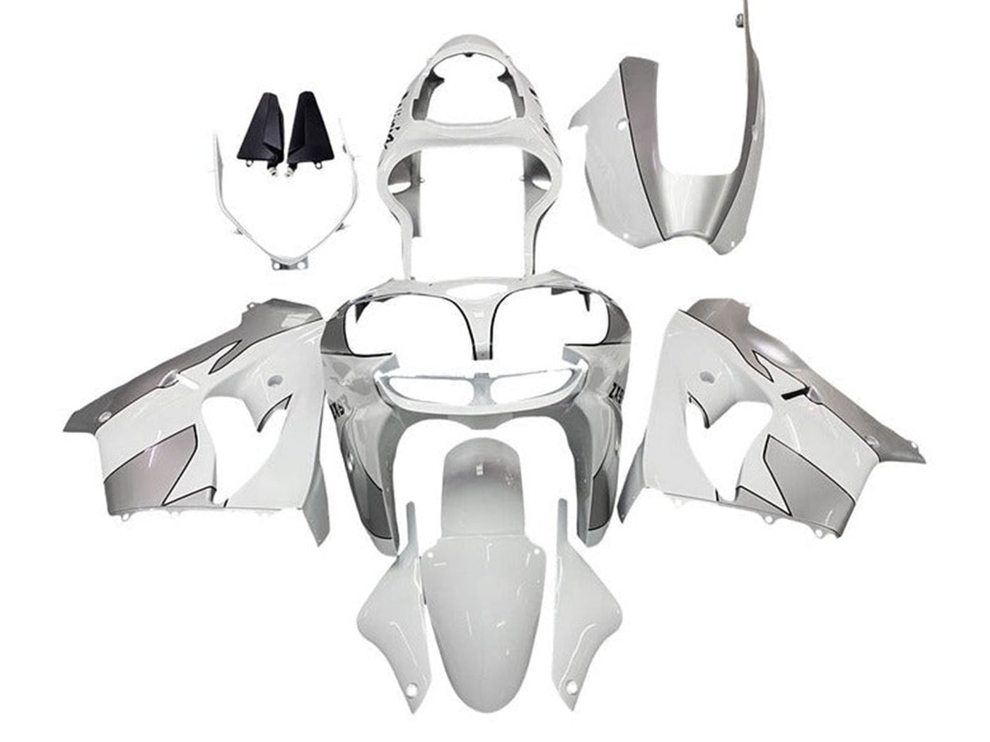 2000-2001 White Silver Kawasaki ZX9R Fairing Kit