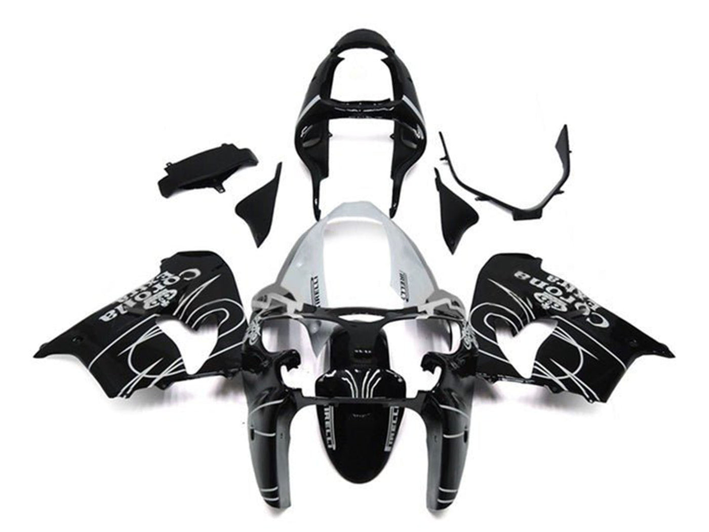 2002-2003 Black White Corona Kawasaki ZX9R Fairing Kit