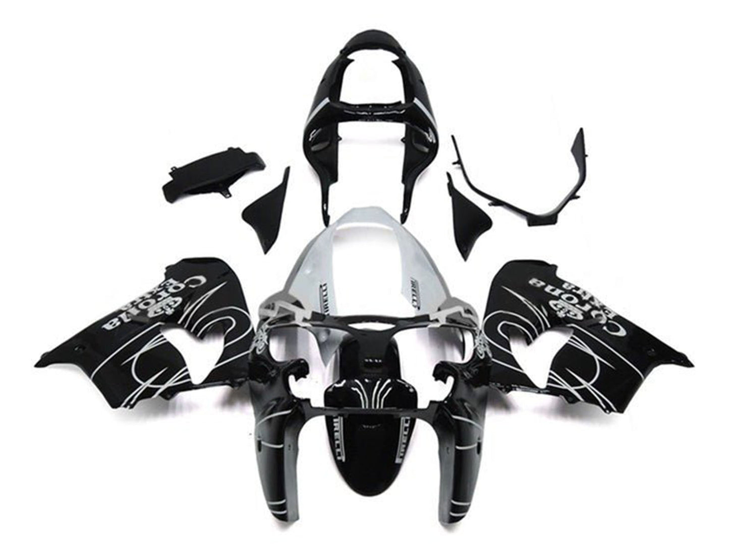 2002-2003 Black White Corona Kawasaki ZX9R Fairing Kit