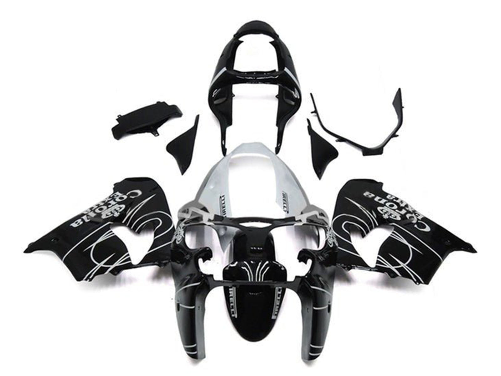 2002-2003 Black White Corona Kawasaki ZX9R Fairing Kit