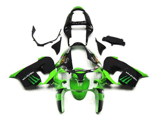 2002-2003 Green Black Monster Kawasaki ZX9R Fairing Kit