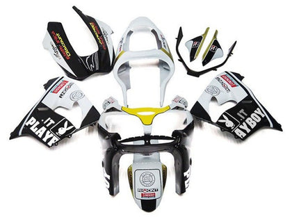 2002-2003 Kawasaki ZX-9R White Black Playboy Fairing Kit