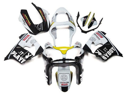 2002-2003 Kawasaki ZX-9R White Black Playboy Fairing Kit
