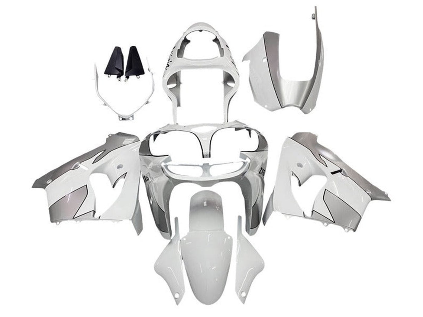 2002-2003 White Silver Kawasaki ZX9R Fairing Kit