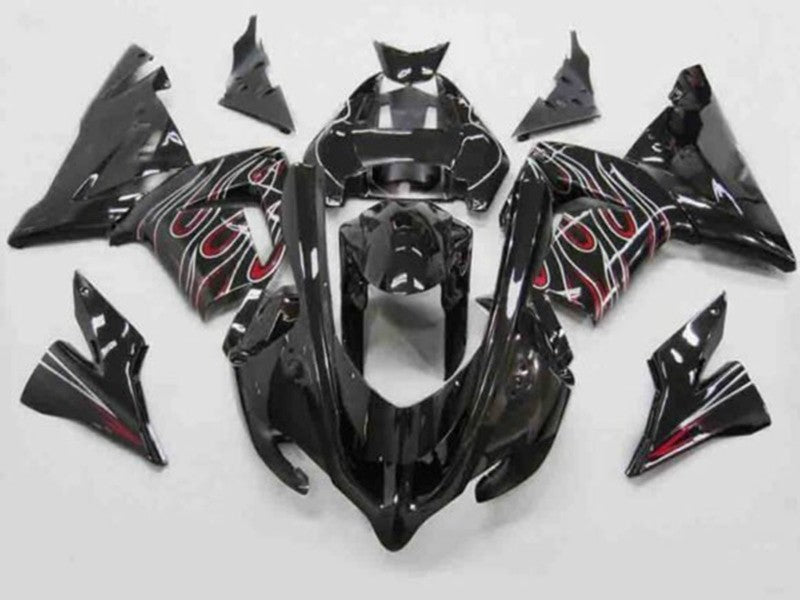 Purchase 2004-2005 Black Red White Flame Kawasaki ZX10R Motorcycle Fairings UK