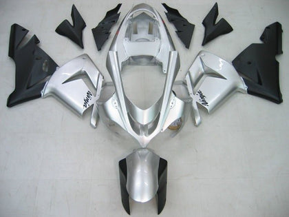 2004-2005 Kawasaki ZX-10R Glossy Silver Matte Black Fairing Kit