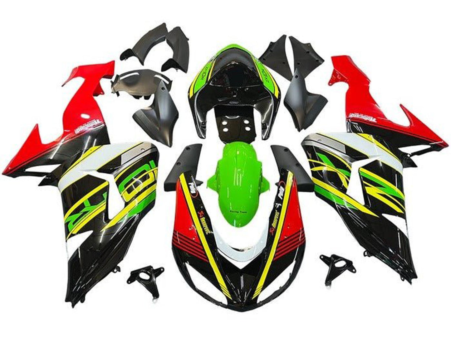 2006-2007 Black Red Green Yellow Kawasaki ZX10R Fairing Kit
