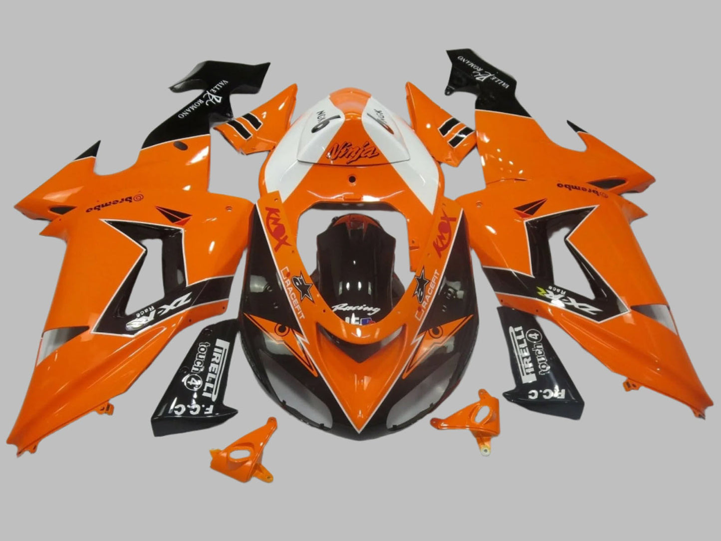 2006-2007 Orange Black White Kawasaki ZX10R Fairing