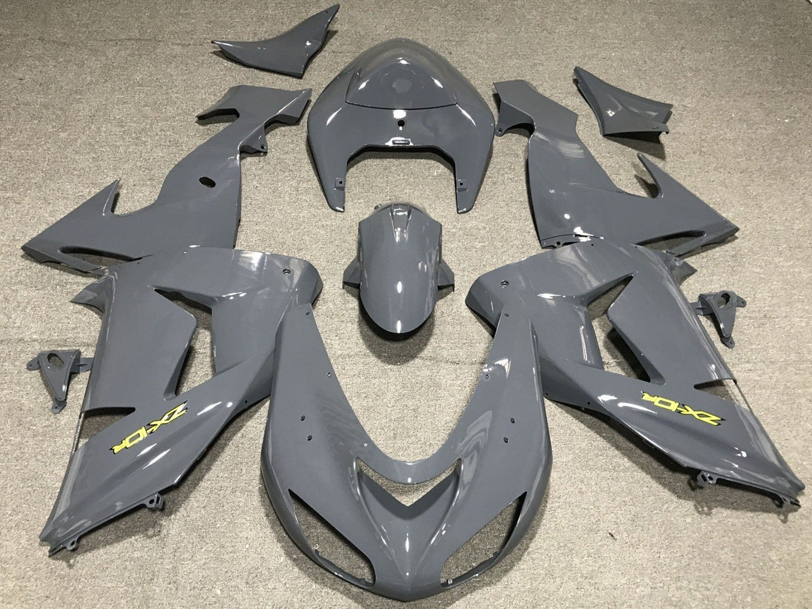2006-2007 Nardo Grey Yellow Kawasaki ZX10R Fairing Kit