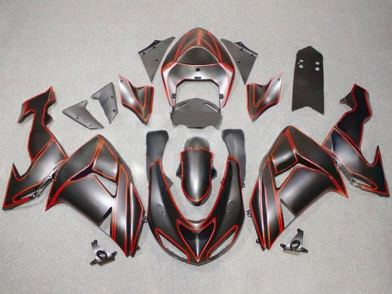 Purchase 2006-2007 Matte Black Red Pinstripe Kawasaki ZX10R Motorcycle Fairings UK