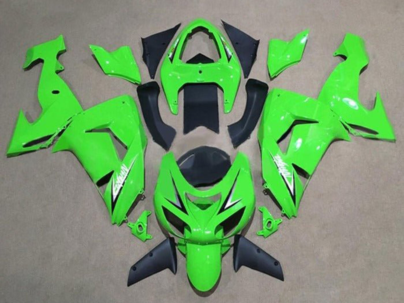 2006-2007 Green Black White Angles Kawasaki ZX10R Fairing Kit