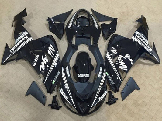2006-2007 Black White Stripe Elf Kawasaki ZX10R Fairing Kit