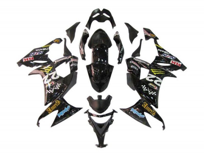 Purchase 2008-2010 Glossy Black Blue Yellow Monster Kawasaki ZX10R Motorcycle Fairings UK
