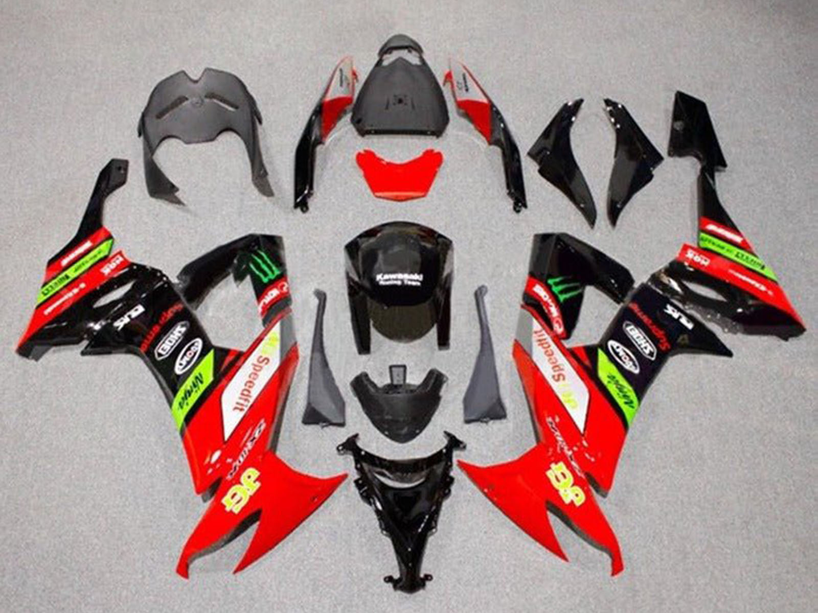 2008-2010 Red Black Green Kawasaki ZX10R Fairing Kit