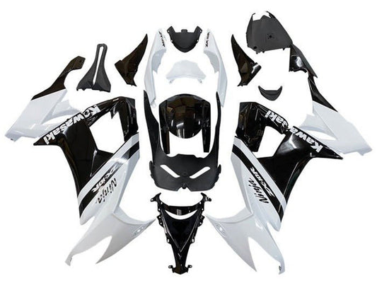 2008-2010 White Black Stripe Kawasaki ZX10R Fairing Kit
