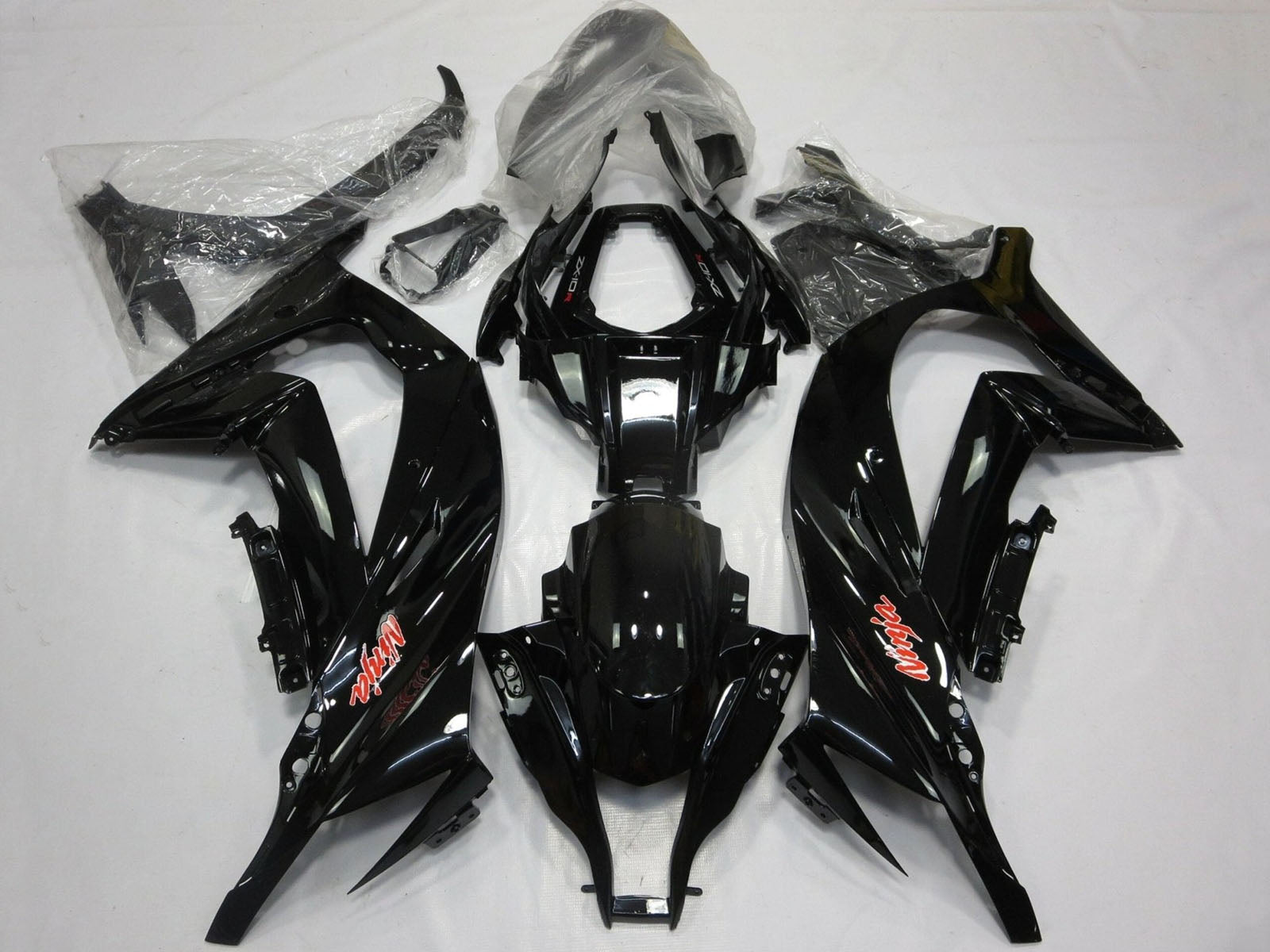 2011-2015 Black Red Kawasaki ZX10R Fairing Kit