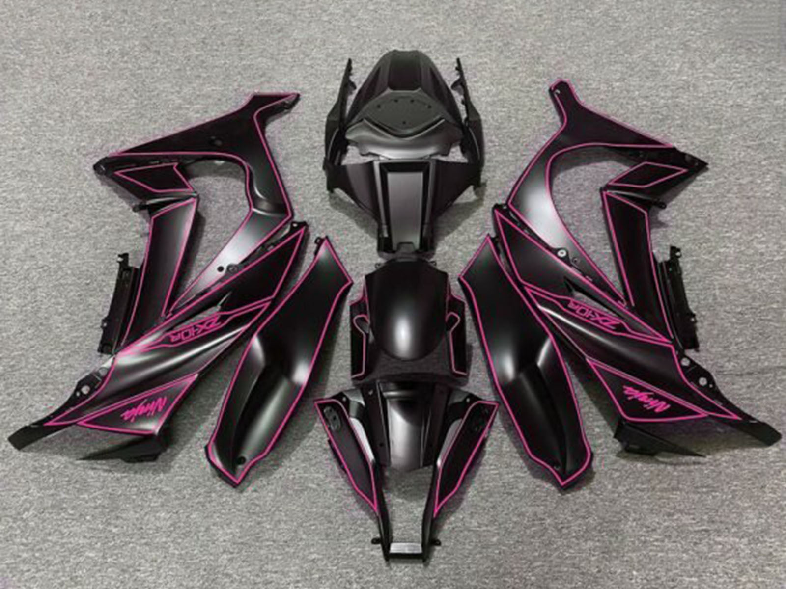 2011-2015 Matte Black Pink Kawasaki ZX10R Fairing Kit