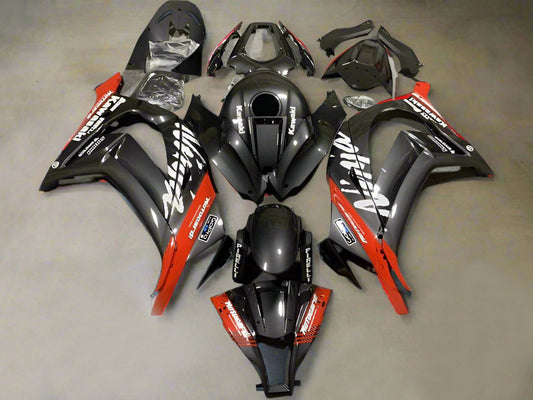 2011-2015 Faux Carbon Fiber Red White Kawasaki ZX10R Fairing Kit