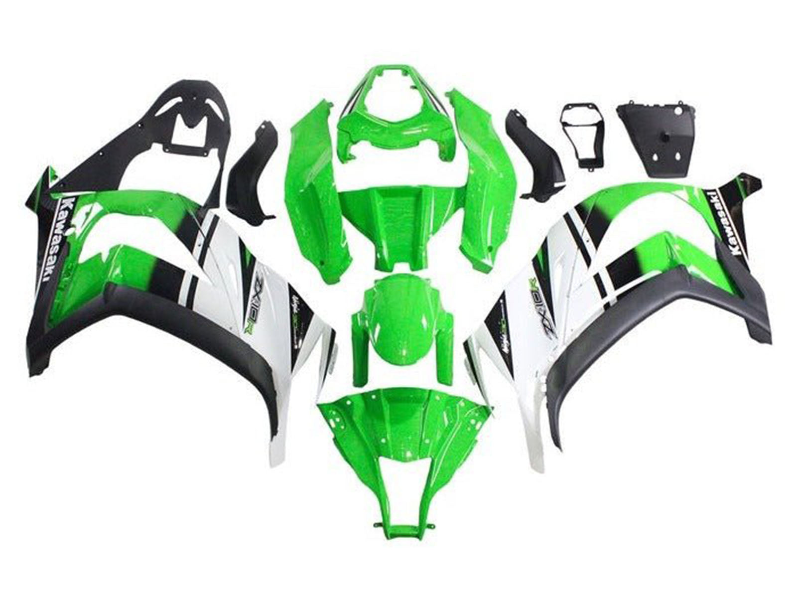 2011-2015 Green White Black Stripe Kawasaki ZX10R Fairing Kit