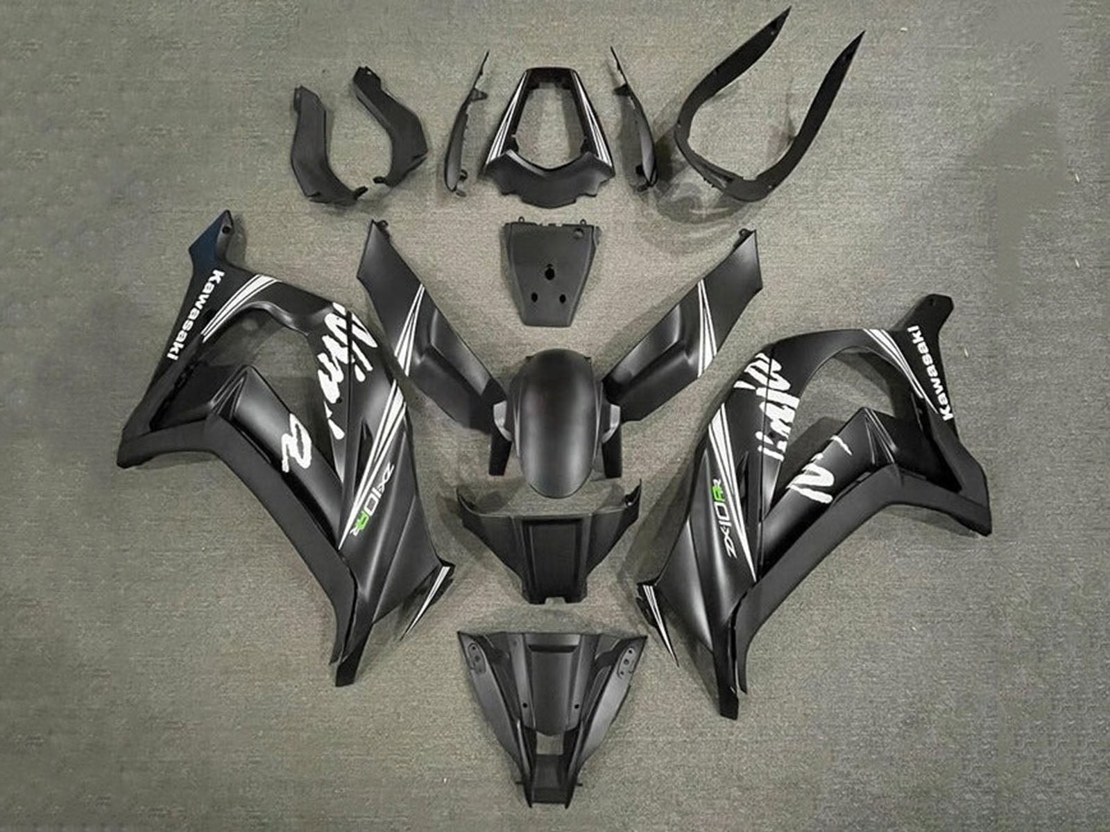 2011-2015 Matte Black White Kawasaki ZX10R Fairing Kit
