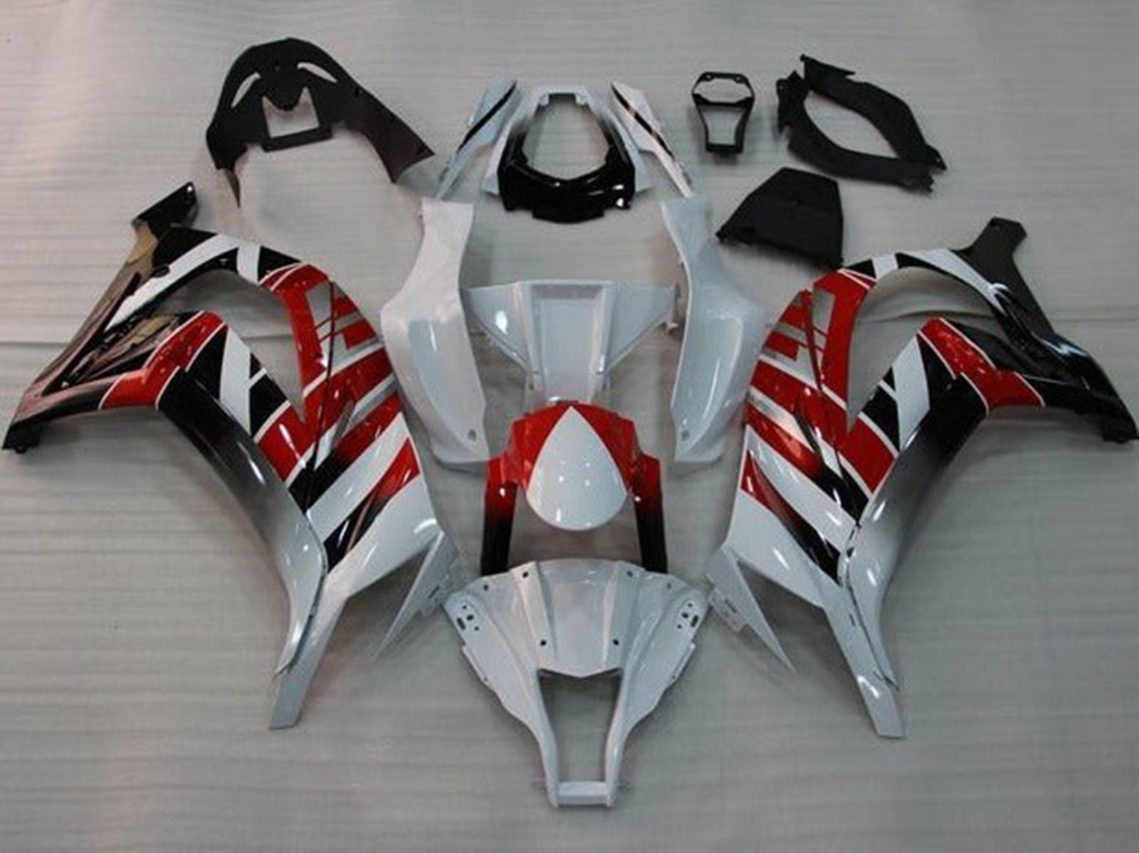 2011-2015 White Red Black Stripe Kawasaki ZX10R Fairing Kit