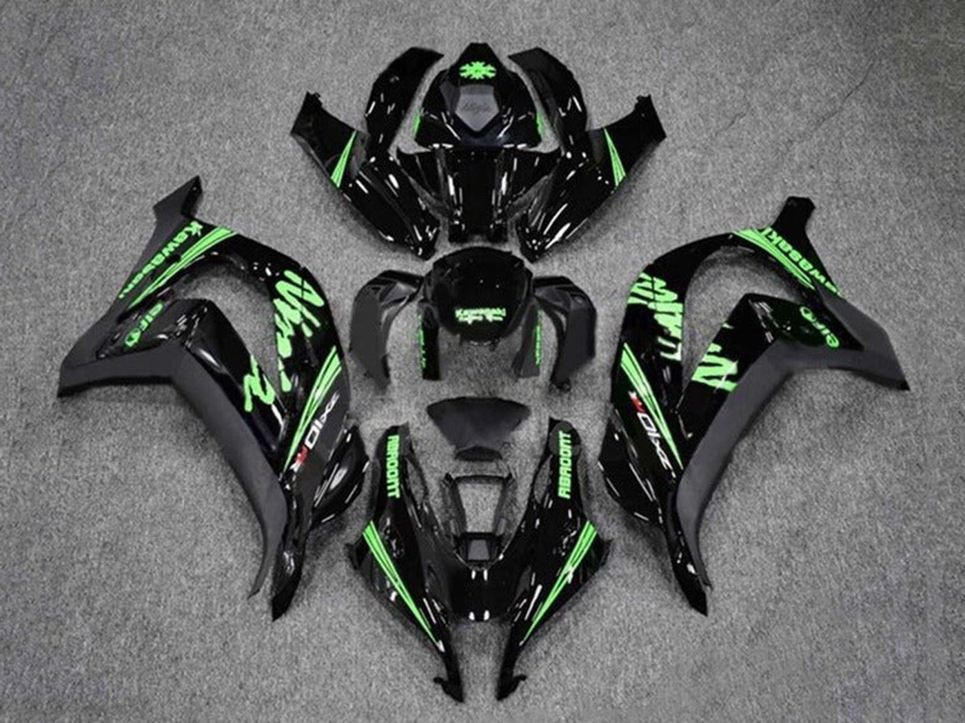 2016-2020 Black Green Kawasaki ZX10R Fairing Kit