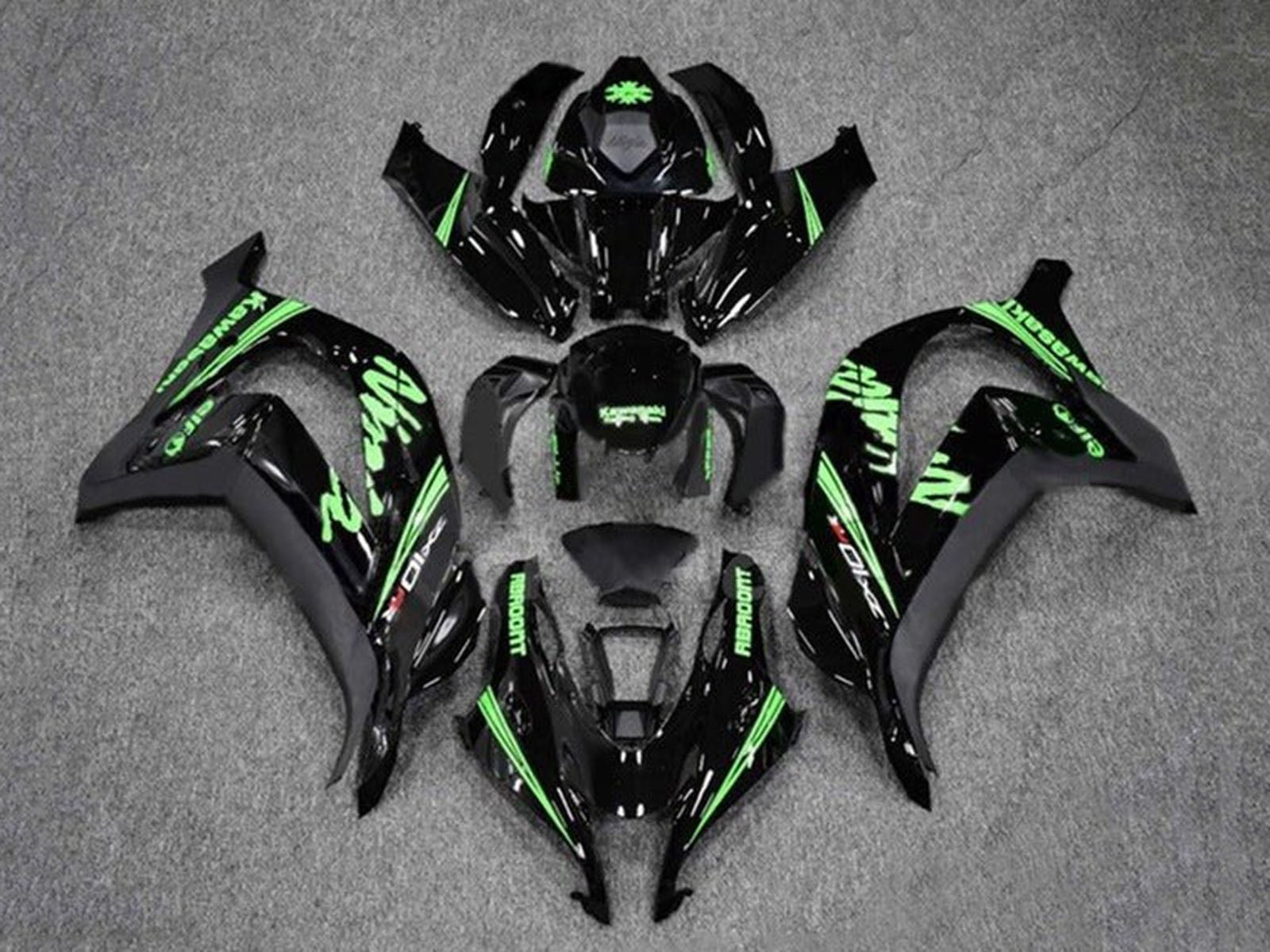2016-2020 Black Green Kawasaki ZX10R Fairing Kit