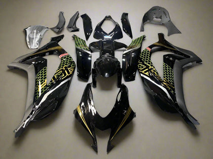 2016-2020 Kawasaki ZX-10R Black Gold Green Honeycomb Fairing Kit