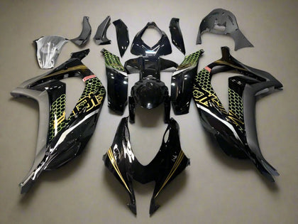 2016-2020 Kawasaki ZX-10R Black Gold Green Honeycomb Fairing Kit