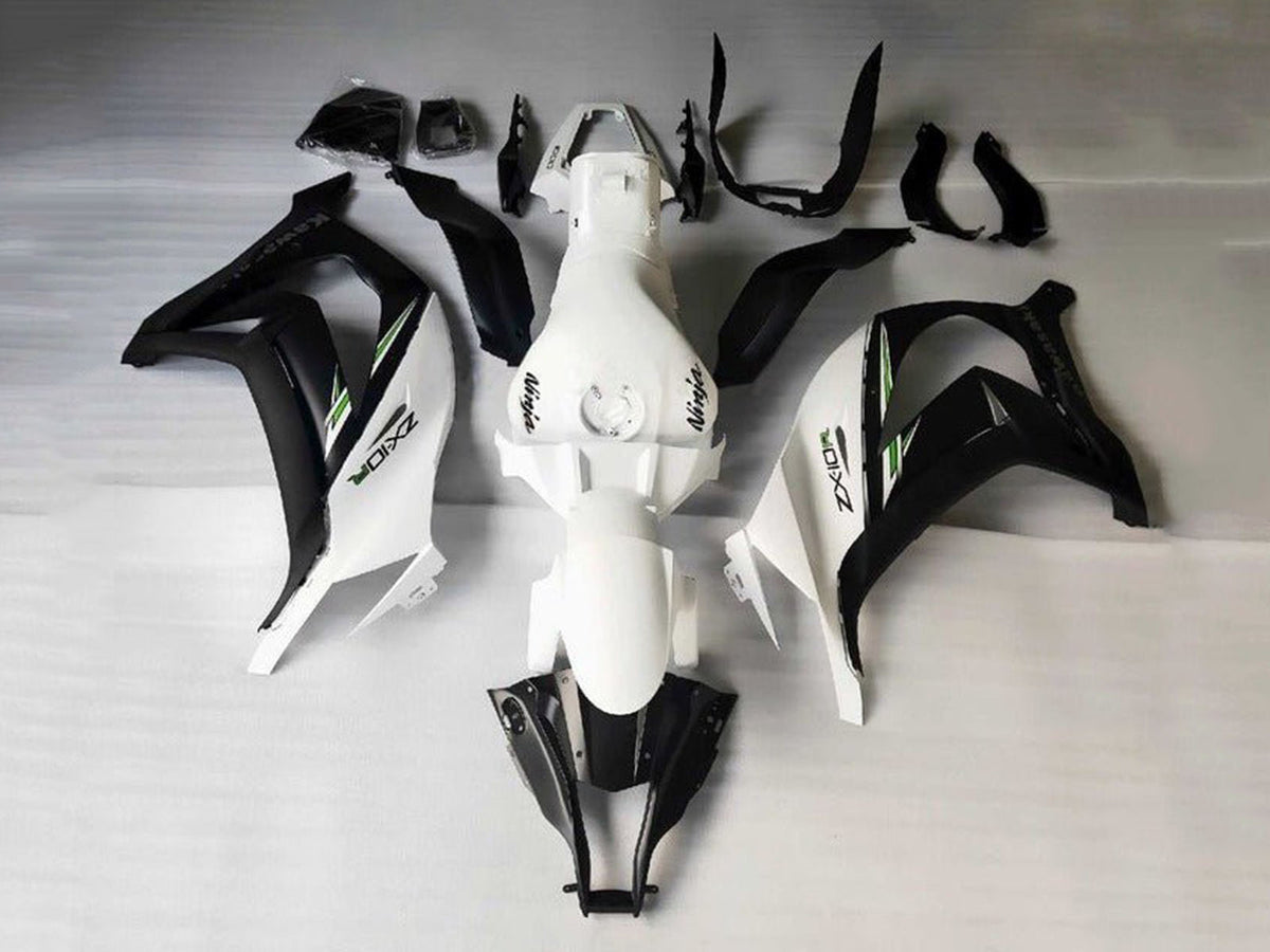 2016-2020 White Black Green Stripe Kawasaki ZX10R Fairing Kit