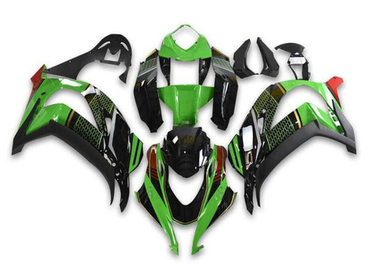 2016-2020 Black Green Honeycomb Kawasaki ZX10R Fairing Kit