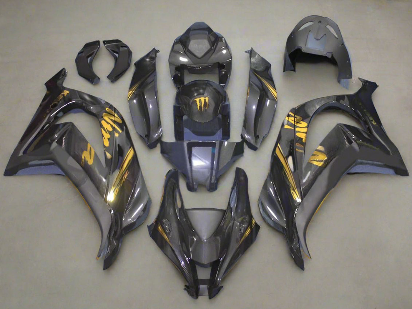 2016-2020 Faux Carbon Fiber Gold Kawasaki ZX10R Fairing Kit