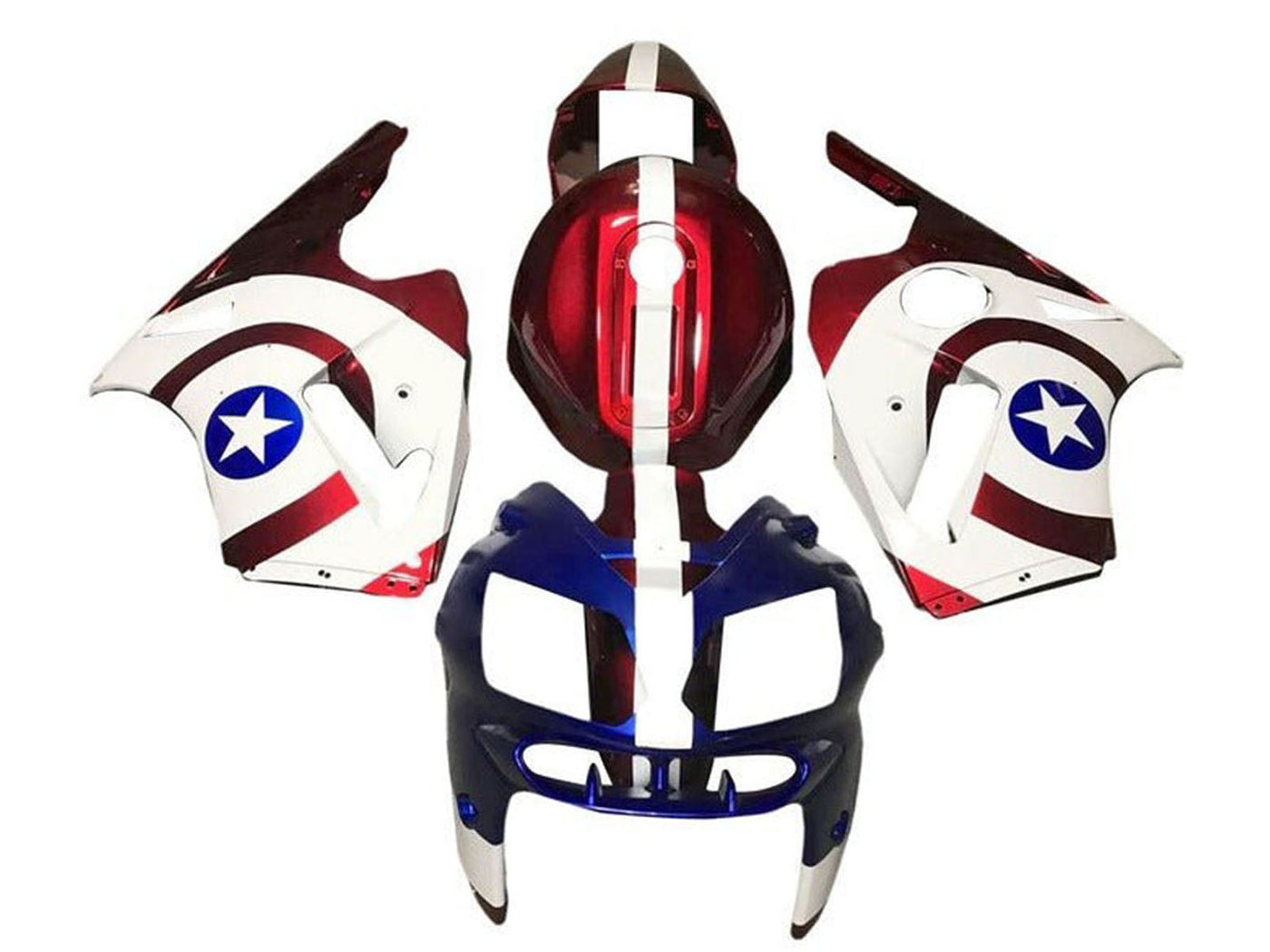 2000-2001 Blue Red White Captain America Kawasaki ZX12R Fairing Kit