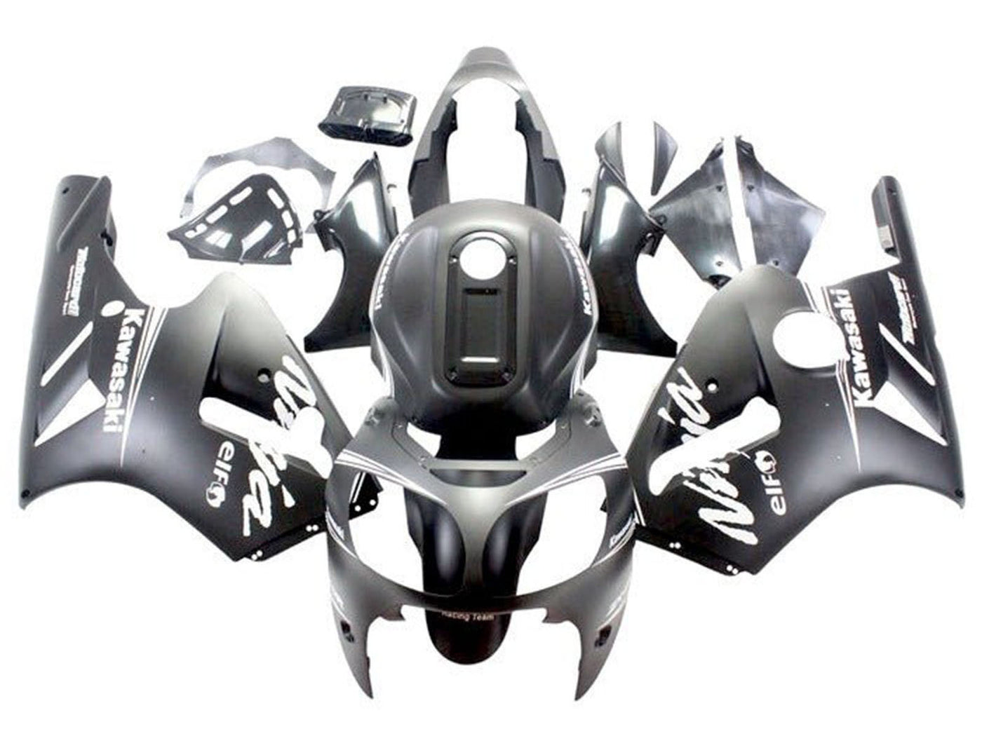2000-2001 Matte Black White Kawasaki ZX12R Fairing Kit