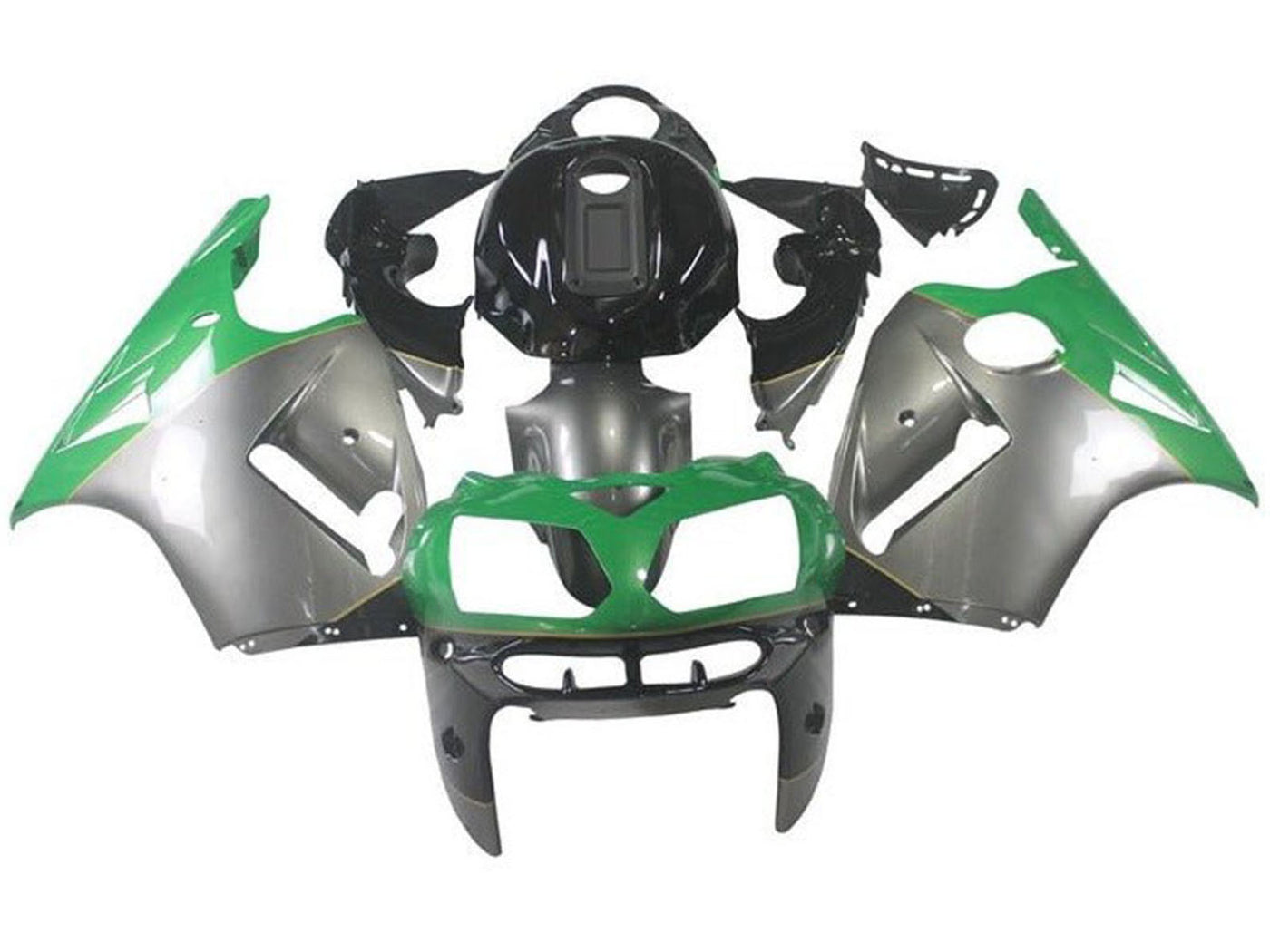 2000-2001 Silver Green Black Kawasaki ZX12R Fairing Kit