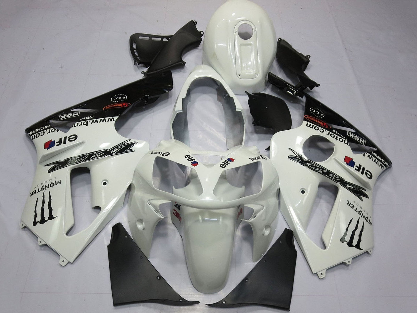 2000-2001 White Black Monster Energy Kawasaki ZX12R Fairing Kit