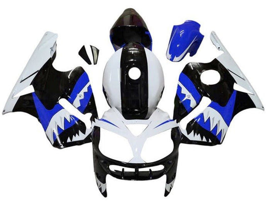 2000-2001 White Black Blue Shark Kawasaki ZX12R Fairing Kit