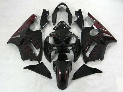 2002-2006 Kawasaki ZX-12R Black Burgundy Flame Fairing Kit