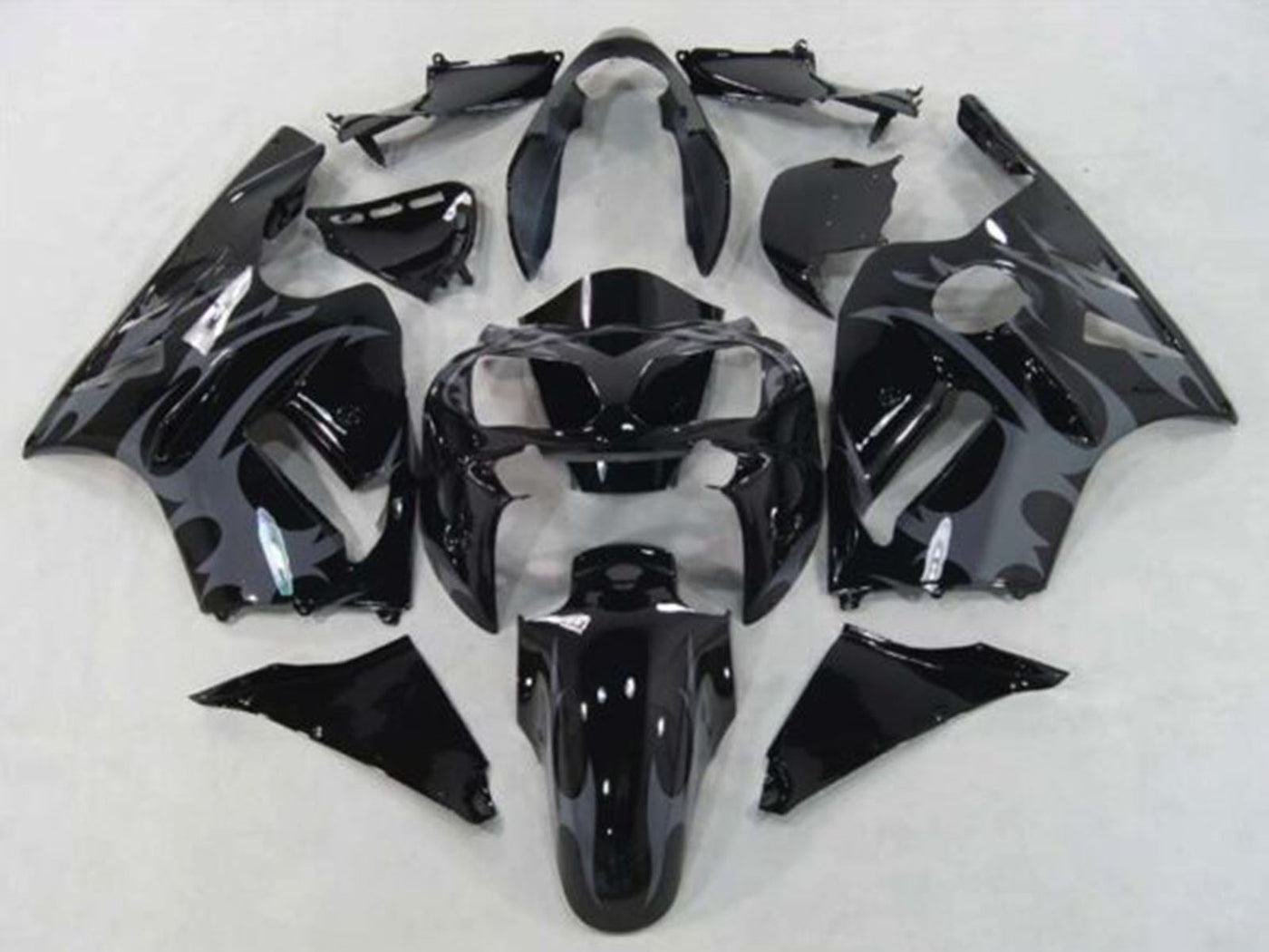 2002-2006 Black Grey Tribal Kawasaki ZX12R Fairing Kit
