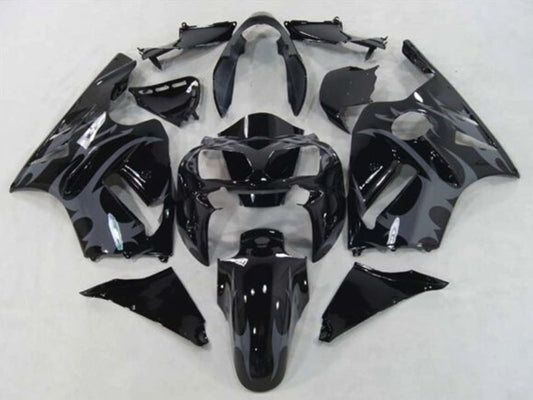 2002-2006 Black Grey Tribal Kawasaki ZX12R Fairing Kit