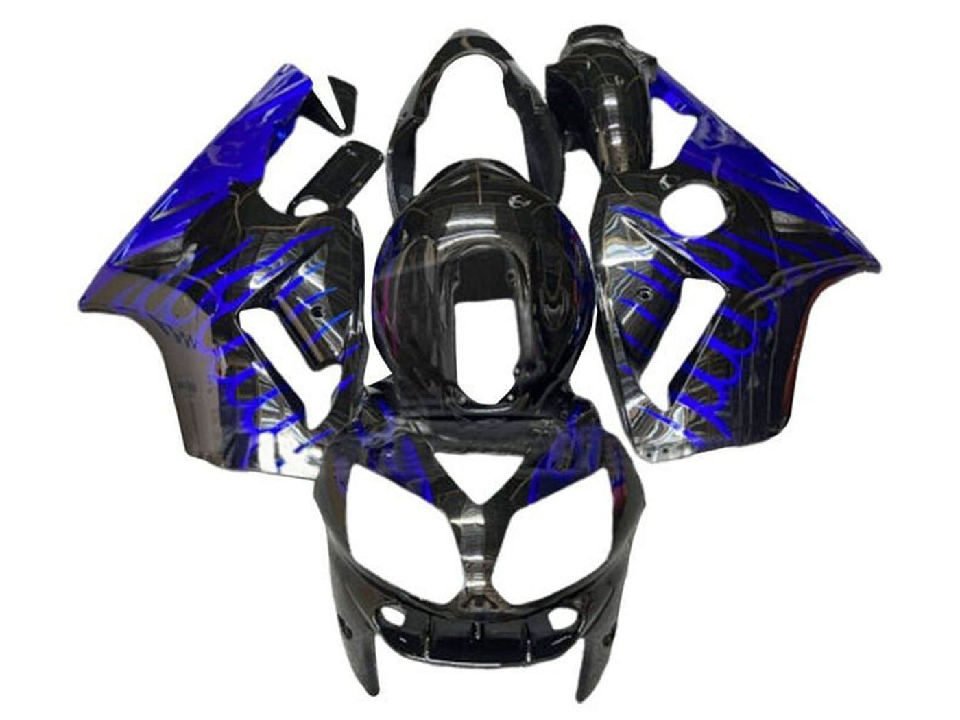 2002-2006 Black Blue Flame Kawasaki ZX12R ABS Fairings Fairing Kit
